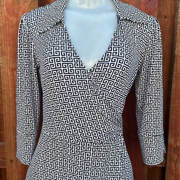 Laundry By Shelly Signal Women's Black/White Patterned Dress Wrap Size XS - Picture 6 of 12